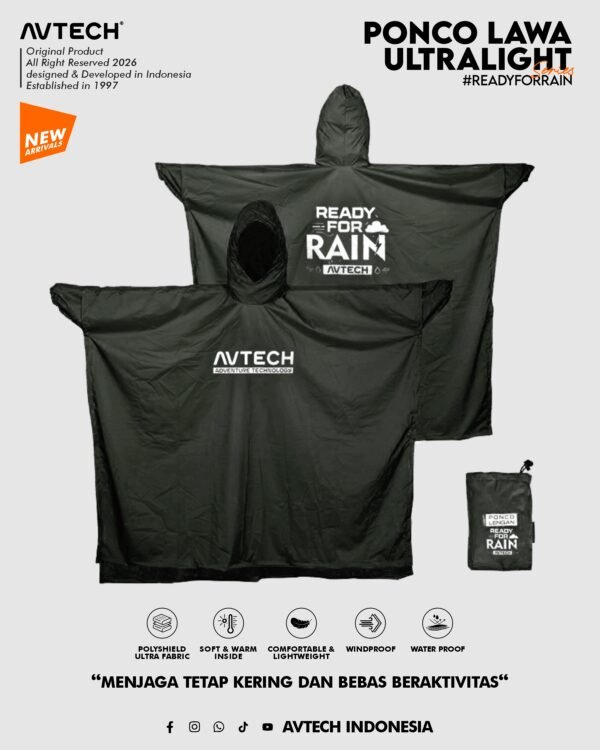 AVTECH - Ponco Lawa Ultralight Jas Hujan Lengan Kelelawar Mantel Outdoor Gunung Waterproof
