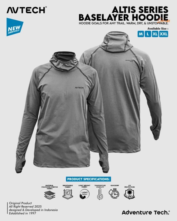 AVTECH - Baselayer Pria Wanita Lengan Panjang Olahraga Outdoor Dry Fit Face Covering Hoodie - ALTIS