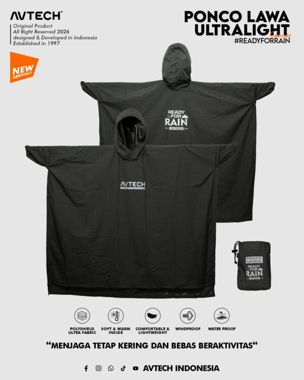AVTECH - Ponco Lawa Ultralight Jas Hujan Lengan Kelelawar Mantel Outdoor Gunung Waterproof