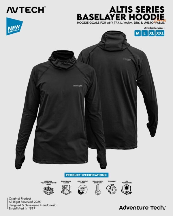 AVTECH - Baselayer Pria Wanita Lengan Panjang Olahraga Outdoor Dry Fit Face Covering Hoodie - ALTIS