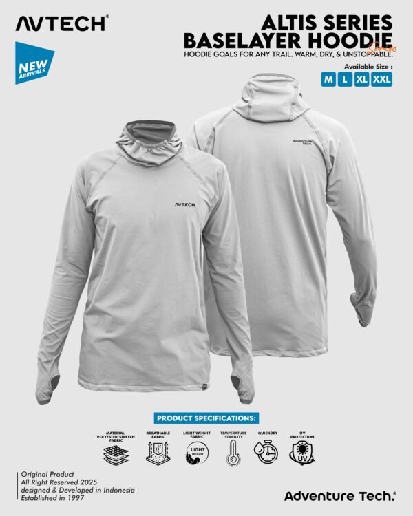 AVTECH - Baselayer Pria Wanita Lengan Panjang Olahraga Outdoor Dry Fit Face Covering Hoodie - ALTIS