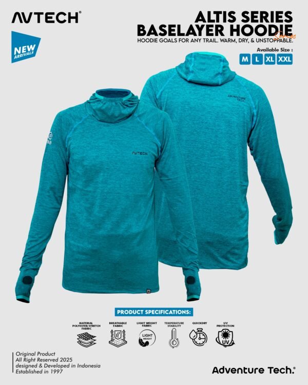 AVTECH - Baselayer Pria Wanita Lengan Panjang Olahraga Outdoor Dry Fit Face Covering Hoodie - ALTIS