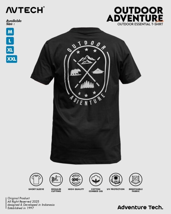 AVTECH – T-Shirt Outdoor Adventure Kaos Lengan Pendek Outdoor Casual Harian Cotton Combed