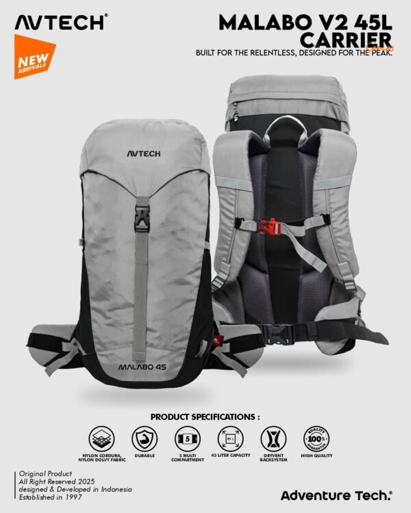 AVTECH - Tas Ransel Carrier Gunung Backpack Hiking Camping Outdoor Travel 45 Liter - MALABO 45