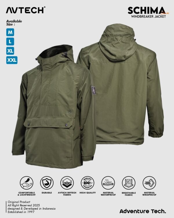 schima 6 AVTECH - Jaket Windbreaker Water Repellent Gorpcore Outdoor Hiking Gunung Motor Hujan - SCHIMA