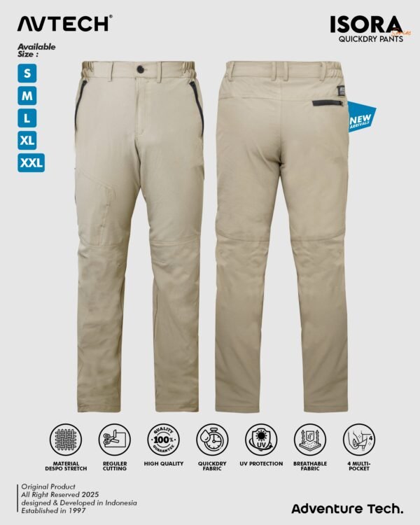 AVTECH - Celana Panjang Pria Wanita Gunung Outdoor Travel Lifestyle Quick Dry Slim Fit - ISORA