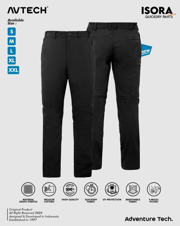 AVTECH - Celana Panjang Pria Wanita Gunung Outdoor Travel Lifestyle Quick Dry Slim Fit - ISORA