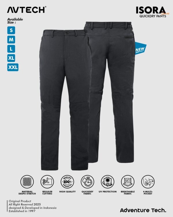 AVTECH - Celana Panjang Pria Wanita Gunung Outdoor Travel Lifestyle Quick Dry Slim Fit - ISORA