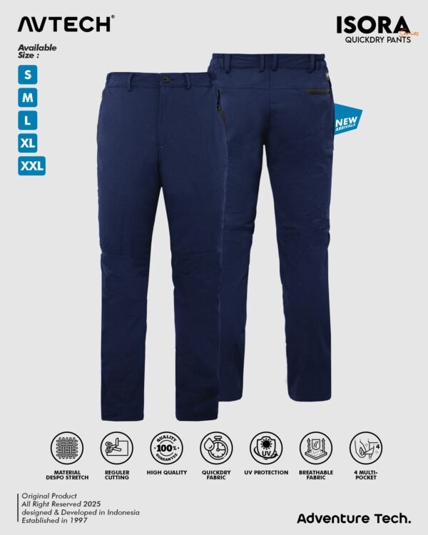 AVTECH - Celana Panjang Pria Wanita Gunung Outdoor Travel Lifestyle Quick Dry Slim Fit - ISORA