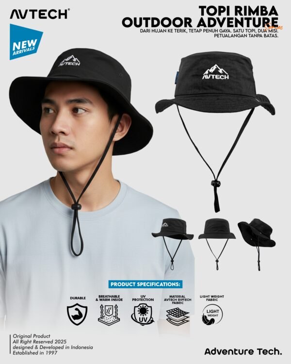 AVTECH - Topi Rimba Outdoor Adventure Hiking Ripstop Quickdry All Size - TOPI RIMBA