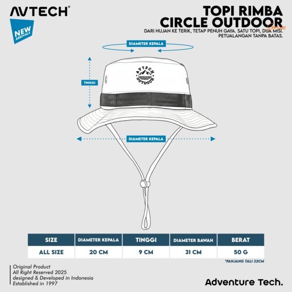 AVTECH - Topi Rimba Outdoor Adventure Hiking Quickdry Unisex Dewasa All Size - TOPI RIMBA CIRCLE OUTDOOR