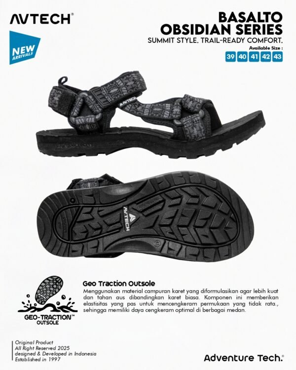 AVTECH - Sandal Gunung Hiking Outdoor Adventure Trekking Travel Harian - BASALTO OBSIDIAN SERIES