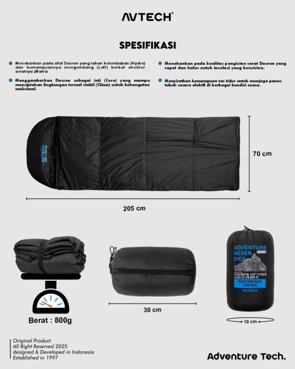 AVTECH - Sleeping Bag Kantong Tidur Outdoor Camping Hiking Gunung Ultralight - RECTANGULAR CARTENZ