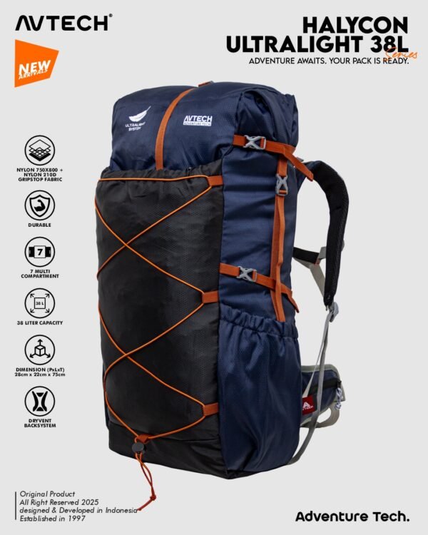 2 AVTECH - Tas Ransel Carrier Keril Ultralight UL Gunung Hiking Camping Travel 38 Liter - HALYCON 38