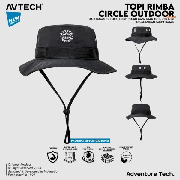 AVTECH - Topi Rimba Outdoor Adventure Hiking Quickdry Unisex Dewasa All Size - TOPI RIMBA CIRCLE OUTDOOR