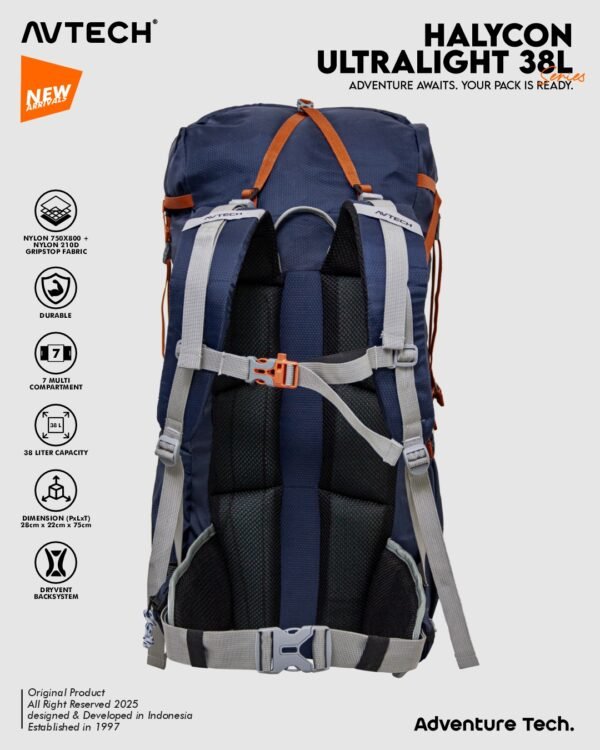 4 AVTECH - Tas Ransel Carrier Keril Ultralight UL Gunung Hiking Camping Travel 38 Liter - HALYCON 38
