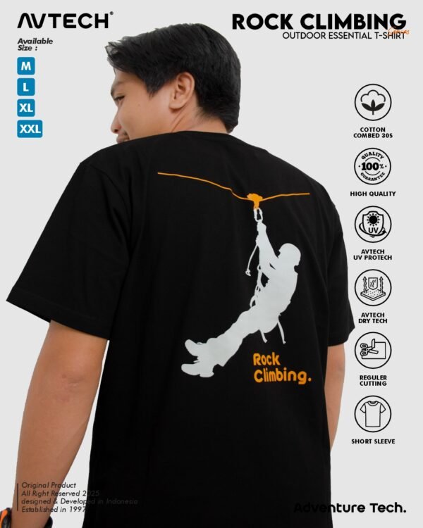 AVTECH - T-Shirt Kaos Lengan Pendek Pria Wanita Outdoor Casual Harian Cotton Combed - ROCK CLIMBING