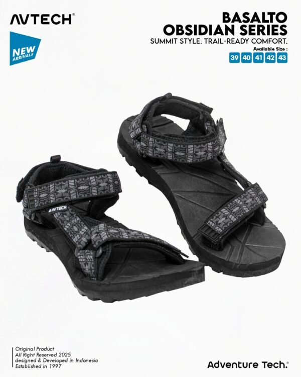 AVTECH - Sandal Gunung Hiking Outdoor Adventure Trekking Travel Harian - BASALTO OBSIDIAN SERIES