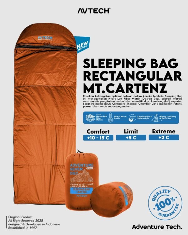 AVTECH - Sleeping Bag Kantong Tidur Outdoor Camping Hiking Gunung Ultralight - RECTANGULAR CARTENZ