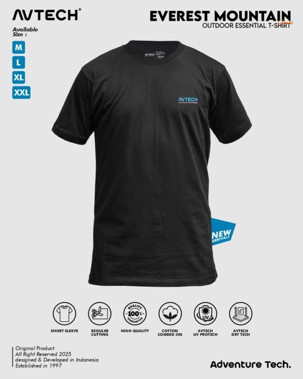 AVTECH - T-Shirt Kaos Lengan Pendek Pria Wanita Outdoor Casual Cotton Combed - EVEREST MOUNTAIN