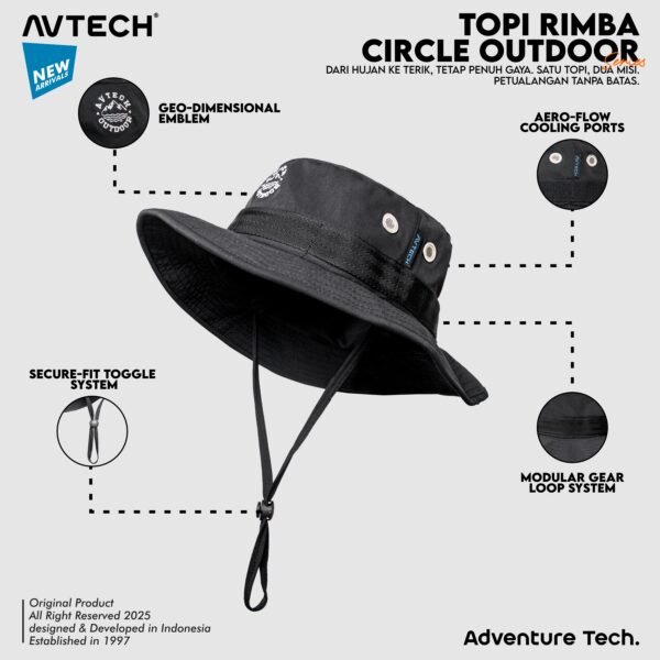 AVTECH - Topi Rimba Outdoor Adventure Hiking Quickdry Unisex Dewasa All Size - TOPI RIMBA CIRCLE OUTDOOR