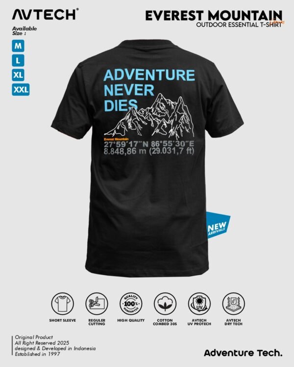 AVTECH - T-Shirt Kaos Lengan Pendek Pria Wanita Outdoor Casual Cotton Combed - EVEREST MOUNTAIN