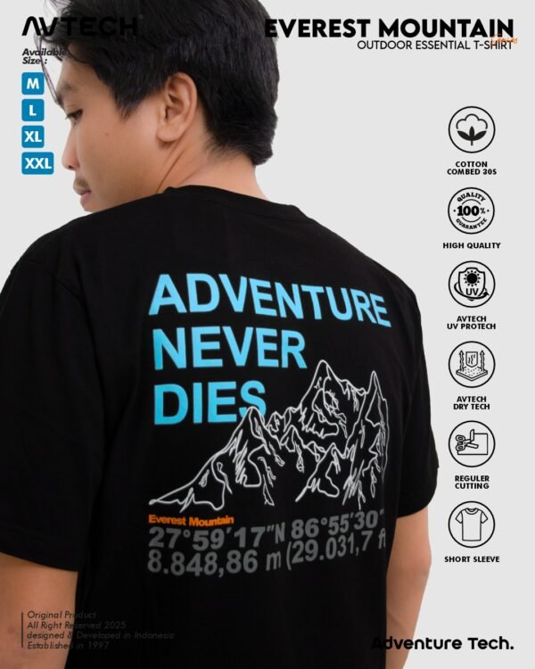 AVTECH - T-Shirt Kaos Lengan Pendek Pria Wanita Outdoor Casual Cotton Combed - EVEREST MOUNTAIN