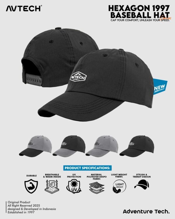 AVTECH - Topi Baseball Hat Caps Olahraga Outdoor Casual Lifestyle Urban All Size - HEXAGON 1997