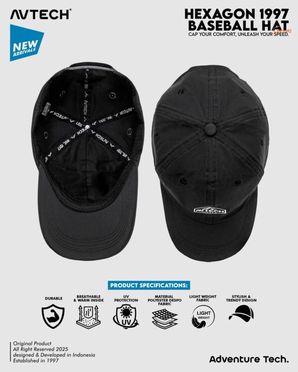 AVTECH - Topi Baseball Hat Caps Olahraga Outdoor Casual Lifestyle Urban All Size - HEXAGON 1997