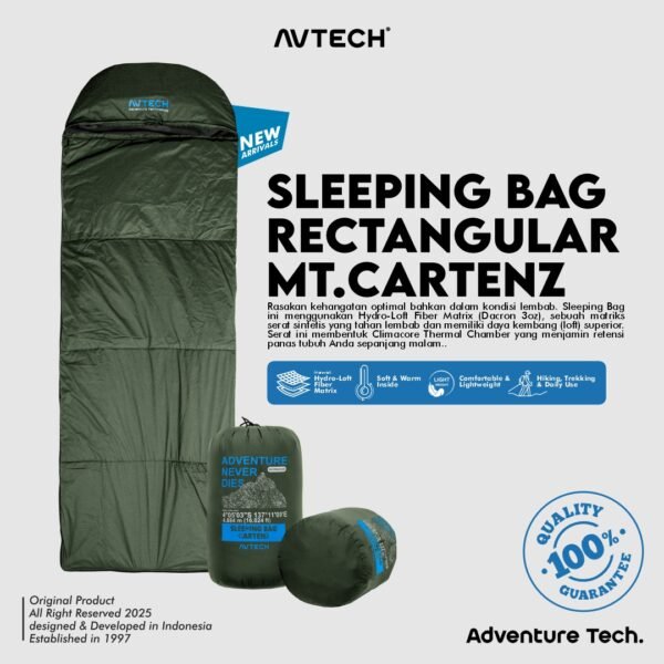 AVTECH - Sleeping Bag Kantong Tidur Outdoor Camping Hiking Gunung Ultralight - RECTANGULAR CARTENZ