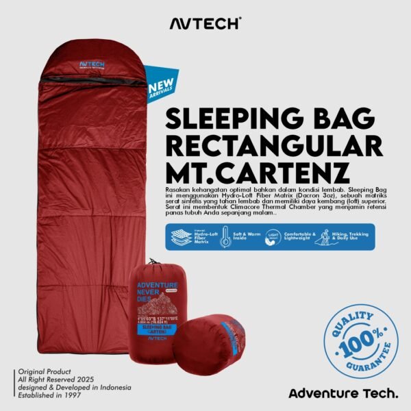 AVTECH - Sleeping Bag Kantong Tidur Outdoor Camping Hiking Gunung Ultralight - RECTANGULAR CARTENZ
