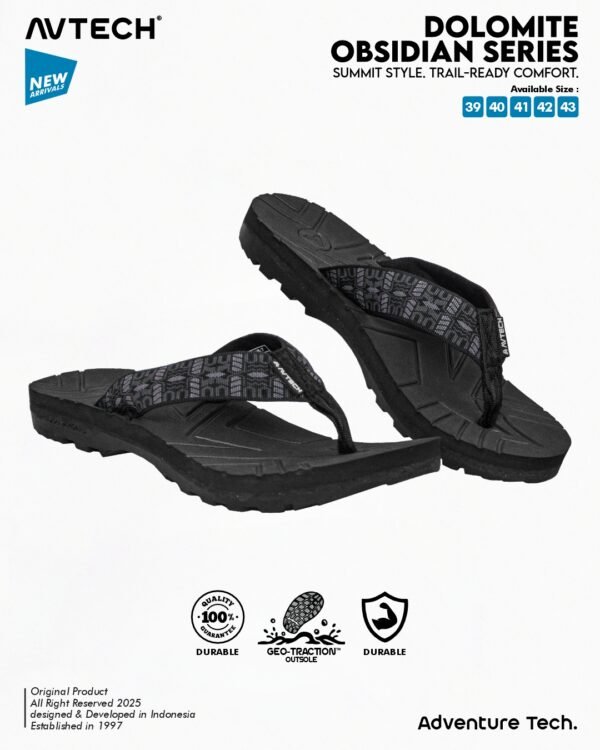 AVTECH - Sandal Jepit Gunung Hiking Outdoor Adventure Travel Harian - DOLOMITE OBSIDIAN SERIES
