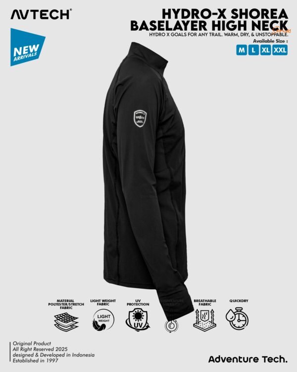 AVTECH - Baselayer Pria Wanita High Neck Long Sleeve Olahraga Slim Fit Dry Fit - Hydro-X SHOREA