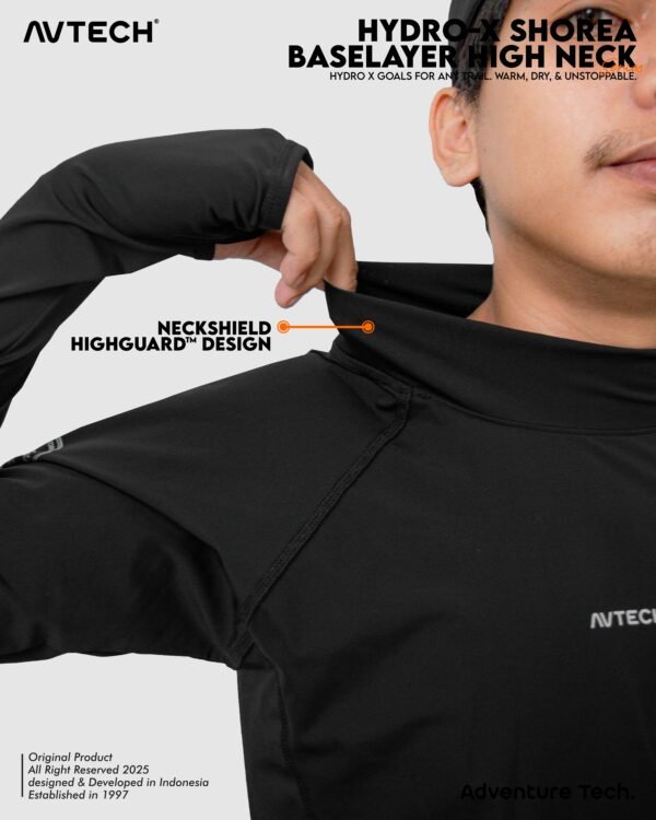 AVTECH - Baselayer Pria Wanita High Neck Long Sleeve Olahraga Slim Fit Dry Fit - Hydro-X SHOREA