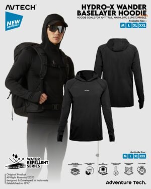 AVTECH-Baselayer Kaos Pria Wanita Lengan Panjang Olahraga Outdoor Dry Fit Hoodie - Hydro-X - WANDER