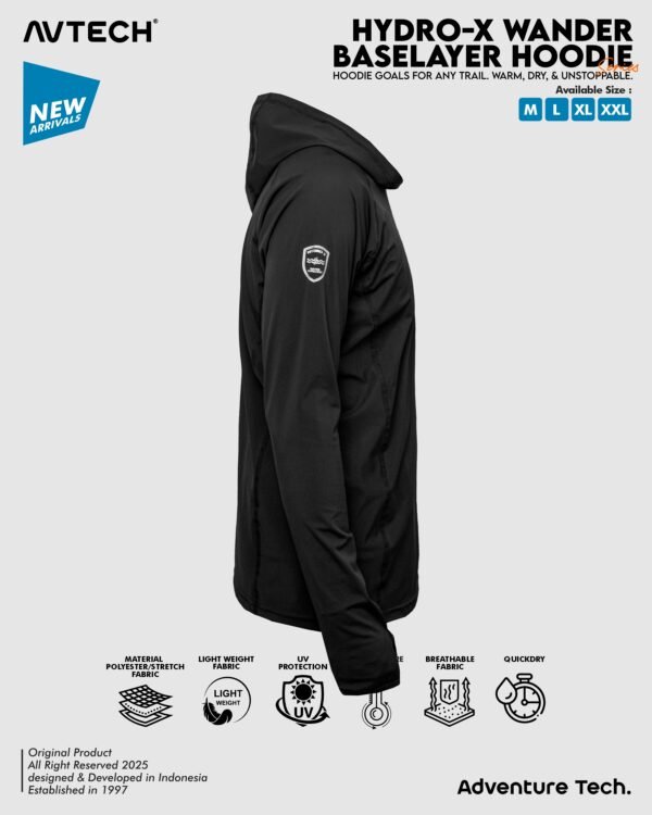 wander 5 AVTECH-Baselayer Kaos Pria Wanita Lengan Panjang Olahraga Outdoor Dry Fit Hoodie - Hydro-X - WANDER