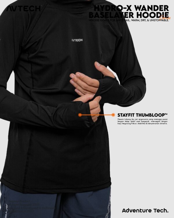 wander 9 AVTECH-Baselayer Kaos Pria Wanita Lengan Panjang Olahraga Outdoor Dry Fit Hoodie - Hydro-X - WANDER