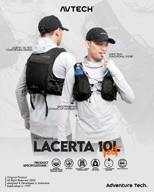 1 AVTECH - Vest Running Rompi Hydropack Tas Sepeda Running Lari Ultralight - LACERTA 10L
