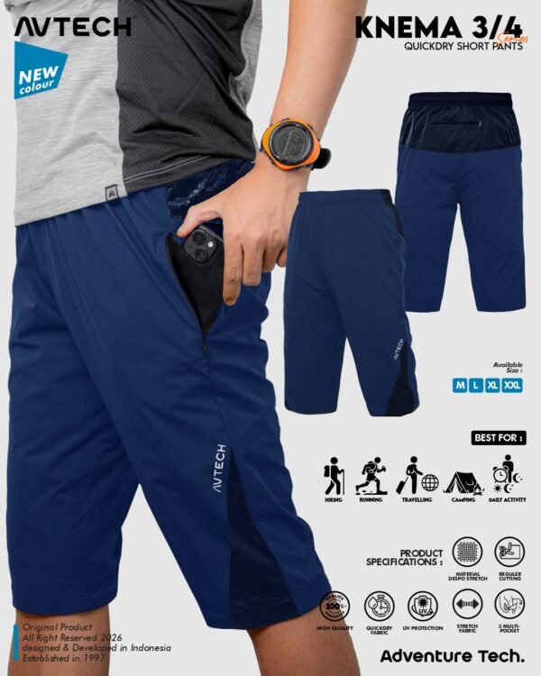 AVTECH - Celana Pendek 3/4 Pria Wanita Olahraga Running Jogging Trekking Outdoor Quickdry - KNEMA