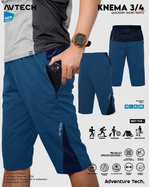 AVTECH - Celana Pendek 3/4 Pria Wanita Olahraga Running Jogging Trekking Outdoor Quickdry - KNEMA