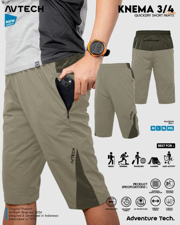 AVTECH - Celana Pendek 3/4 Pria Wanita Olahraga Running Jogging Trekking Outdoor Quickdry - KNEMA