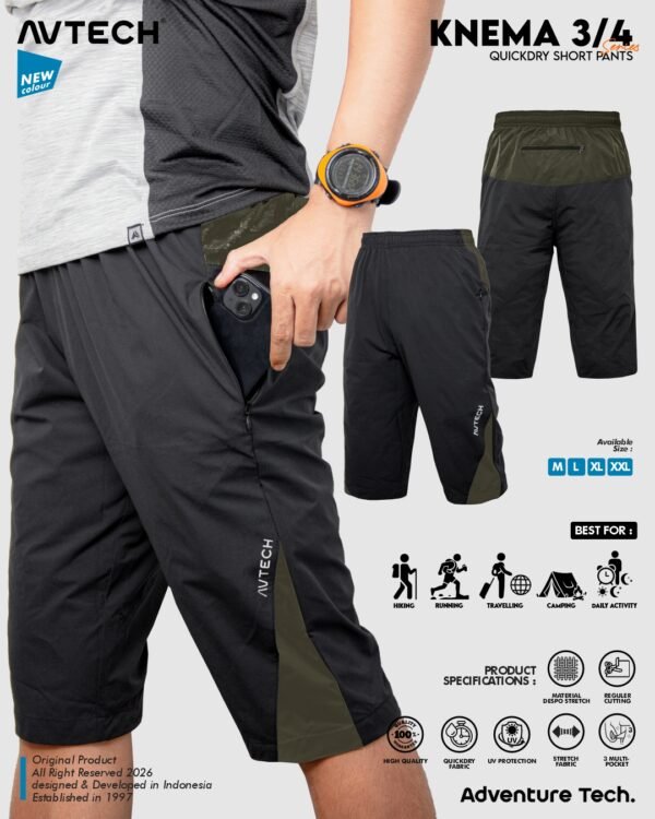 AVTECH - Celana Pendek 3/4 Pria Wanita Olahraga Running Jogging Trekking Outdoor Quickdry - KNEMA