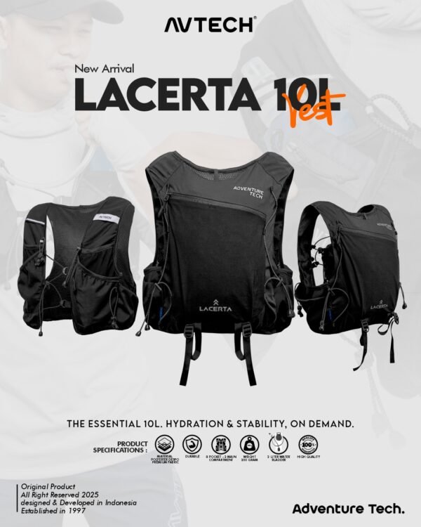 7 AVTECH - Vest Running Rompi Hydropack Tas Sepeda Running Lari Ultralight - LACERTA 10L