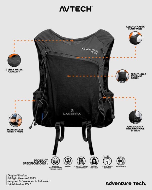 8 AVTECH - Vest Running Rompi Hydropack Tas Sepeda Running Lari Ultralight - LACERTA 10L