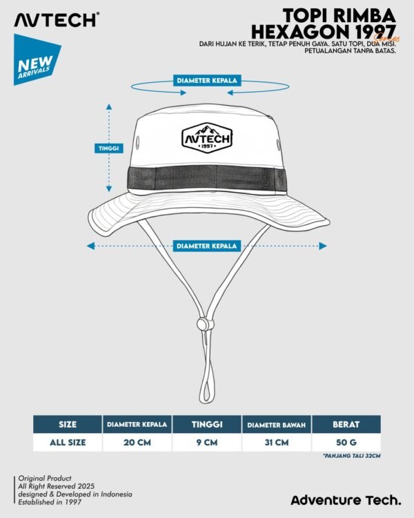 avtech_indonesia_1765783848211 AVTECH - Topi Rimba Outdoor Adventure Quickdry Unisex Dewasa All Size - TOPI RIMBA HEXAGON 1997