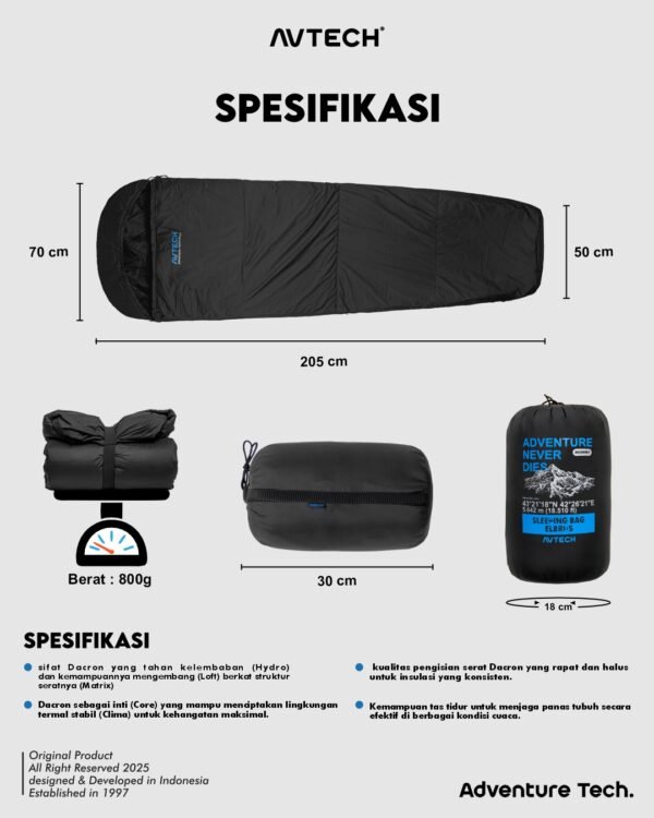 2 AVTECH - Sleeping Bag Kantong Tidur Outdoor Camping Hiking Gunung - SLEEPING BAG MUMMY MT. ELBRUS