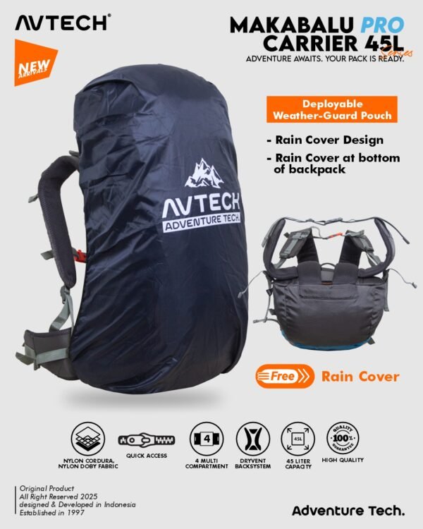 7 AVTECH - Tas Ransel Carrier Gunung Backpack Hiking Camping Outdoor Travel 45 Liter - MAKABALU 45