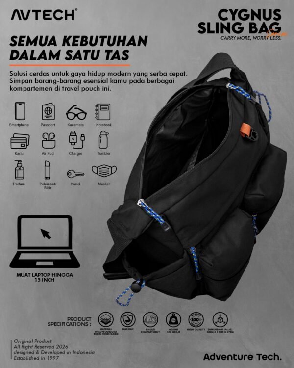 7 AVTECH - Tas Selempang Shoulder Bag Sling Bag Kuliah Harian Travel Outdoor Urban - CYGNUS