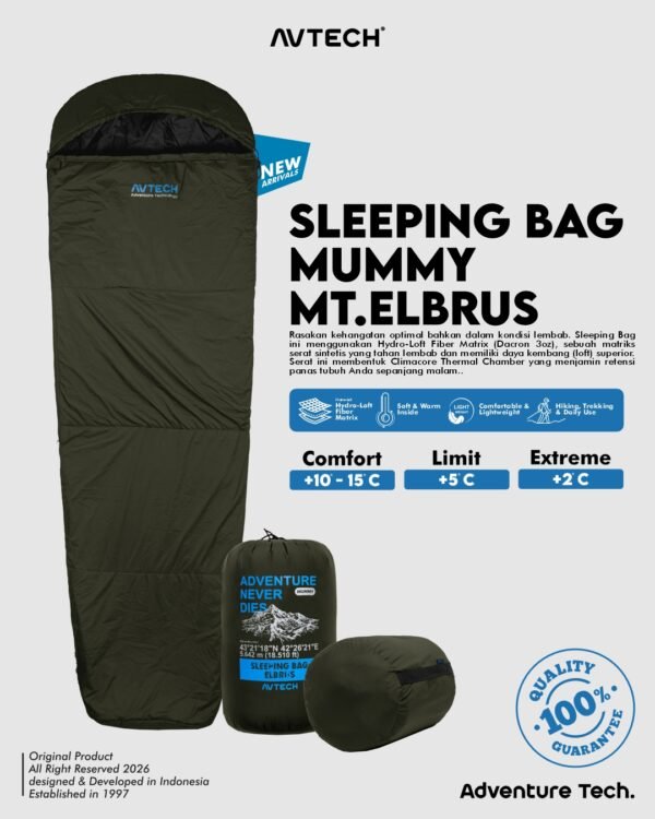 AVTECH - Sleeping Bag Kantong Tidur Outdoor Camping Hiking Gunung - SLEEPING BAG MUMMY MT. ELBRUS