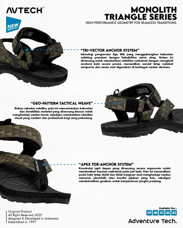 8 AVTECH - Sandal Palang Gunung Hiking Outdoor Adventure Trekking Travel Harian - MONOLITH SERIES